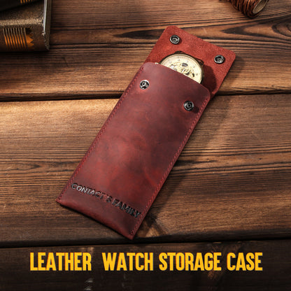 CONTACTS FAMILY Retro Crazy Horse Texture Watch Storage Bag Bracelet Storage Case Travel Genuine Leather Pouch for One Watch Storage