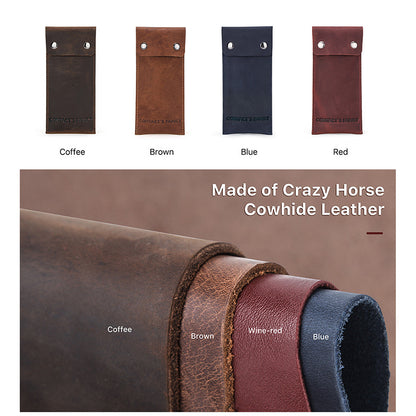 CONTACTS FAMILY Retro Crazy Horse Texture Watch Storage Bag Bracelet Storage Case Travel Genuine Leather Pouch for One Watch Storage