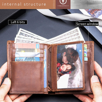 BULLCAPTAIN 027 Thickened Top-Layer Cowhide Leather Wallet RFID Blocking Card Pouch Coin Storage Bag Pouch