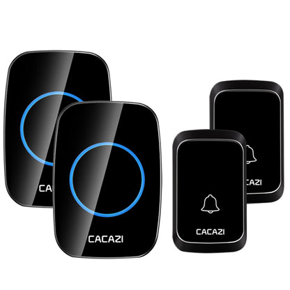 CACAZI A60 Wireless Doorbell Waterproof Door Chime Kit 2 Button with 2 Plug-in Receivers