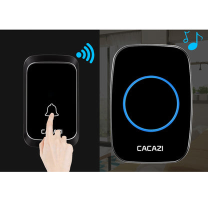 CACAZI A60 Wireless Doorbell Waterproof Door Chime Kit 2 Button with 2 Plug-in Receivers