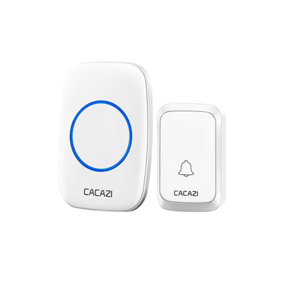 CACAZI A60 Wireless Doorbell Waterproof Door Chime Kit 2 Button with 2 Plug-in Receivers