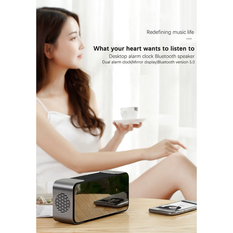 LENOVO L022 Portable Bluetooth Wireless Speaker Bass Alarm Clock TF Card AUX FM Loudspeaker