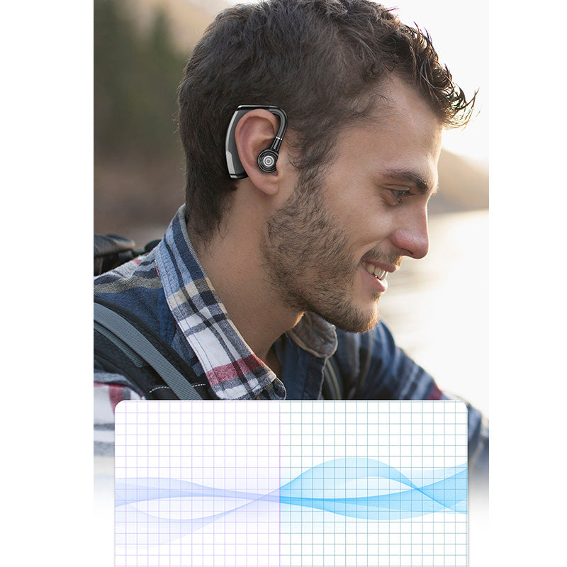 V10P Business Single Ear Wireless Bluetooth Earhook Headset Voice Prompt Hands-free Call Music Earphone