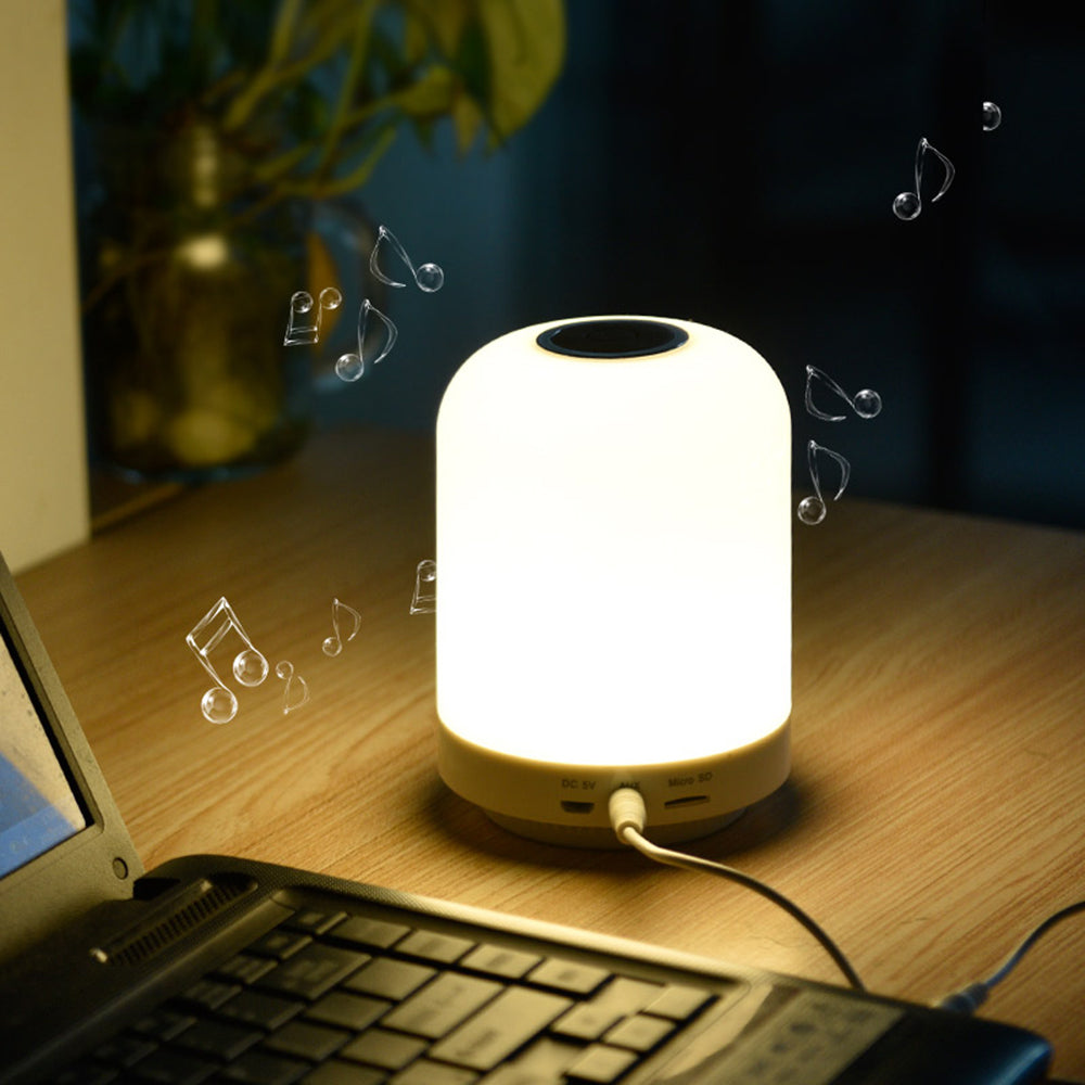 BT-LH2 Dimmable Night Light Bluetooth Speaker Touch Control Bedside Lamp Alarm Clock FM Radio