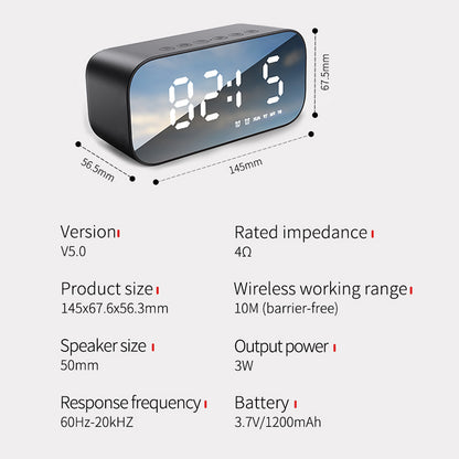 BT518 Portable Wireless Bluetooth Speaker Subwoofer Music Speaker with LED Digital Alarm Clock for Laptops Mobile Phones (CE)