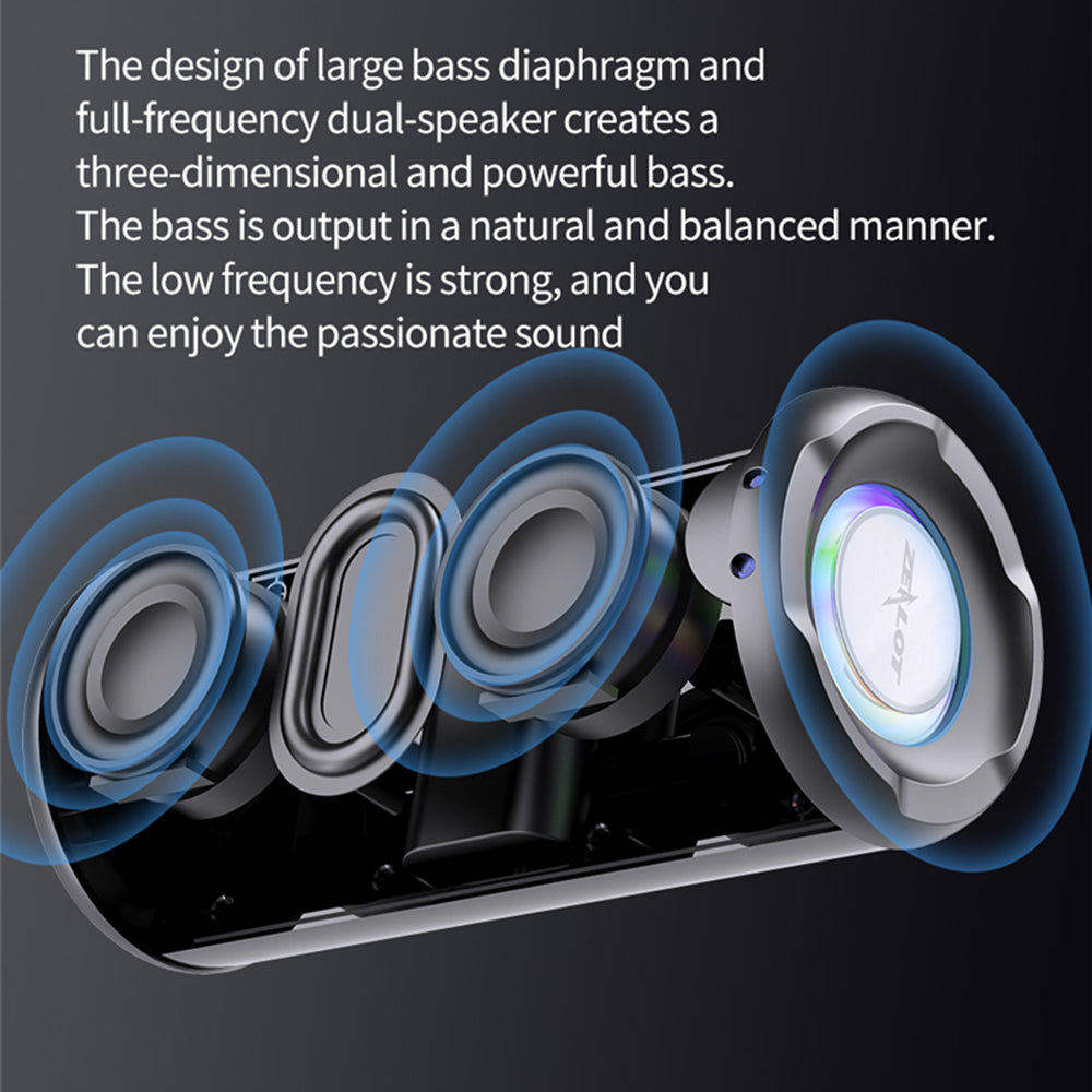 ZEALOT S46 Wireless Bluetooth Speaker Outdoor IPX5 Waterproof Subwoofer Support AUX/TF Card/U Disk