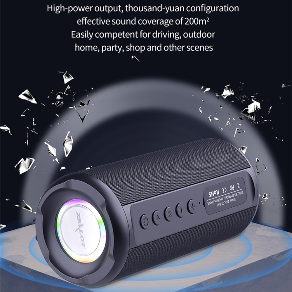 ZEALOT S46 Wireless Bluetooth Speaker Outdoor IPX5 Waterproof Subwoofer Support AUX/TF Card/U Disk