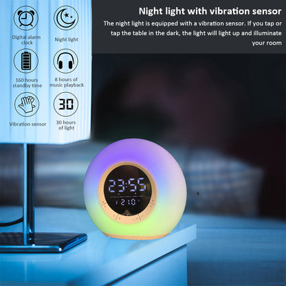 P11 All-in-one Portable FM Radio Bluetooth Speaker Thermometer Digital Alarm Clock Color Changing Dimmable LED Night Light (CE Certified)