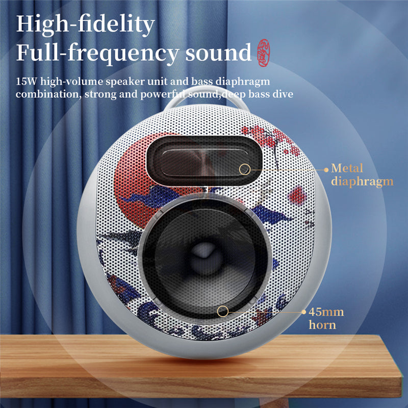 CYBORIS CYB-T201 Chinese Style Bluetooth Speaker IPX7 Waterproof Wireless Speaker Portable Sound Amplifier with FM Radio Function