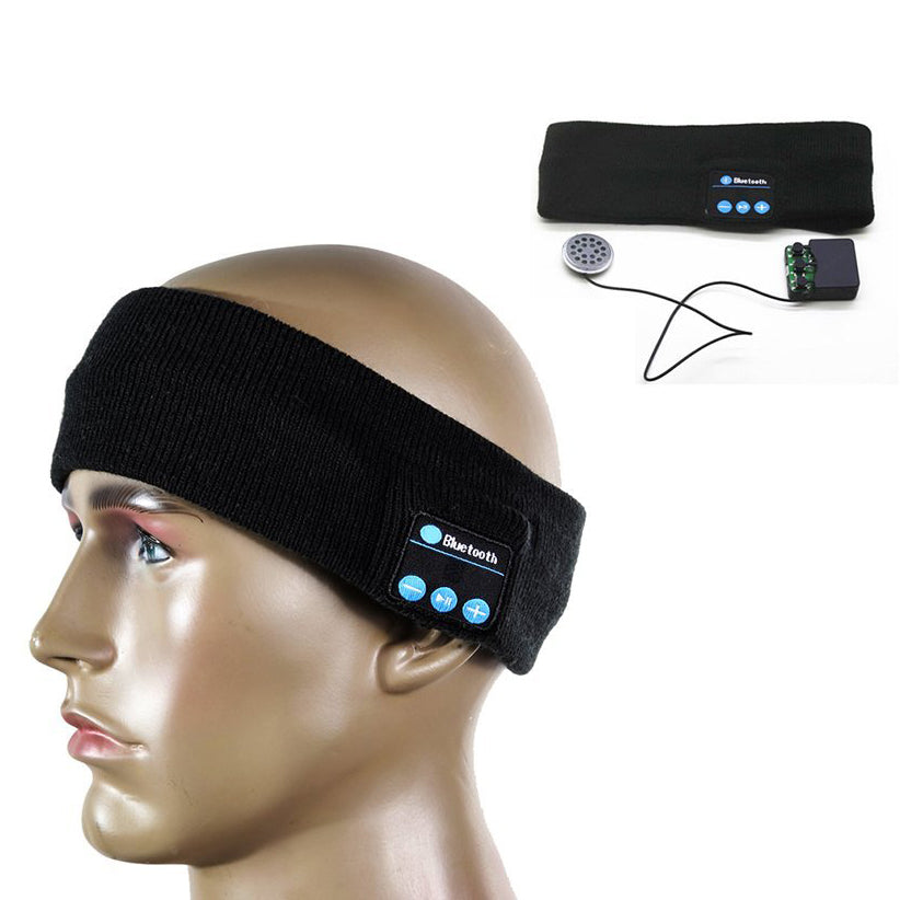 Sports Wireless Bluetooth Stereo Sleep Headset Headphone Knit Fleece Headband with Mic