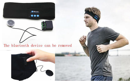 Sports Wireless Bluetooth Stereo Sleep Headset Headphone Knit Fleece Headband with Mic