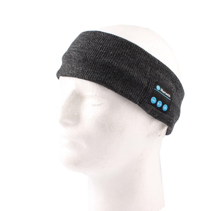 Sports Wireless Bluetooth Stereo Sleep Headset Headphone Knit Fleece Headband with Mic