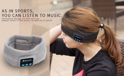 Sports Wireless Bluetooth Stereo Sleep Headset Headphone Knit Fleece Headband with Mic