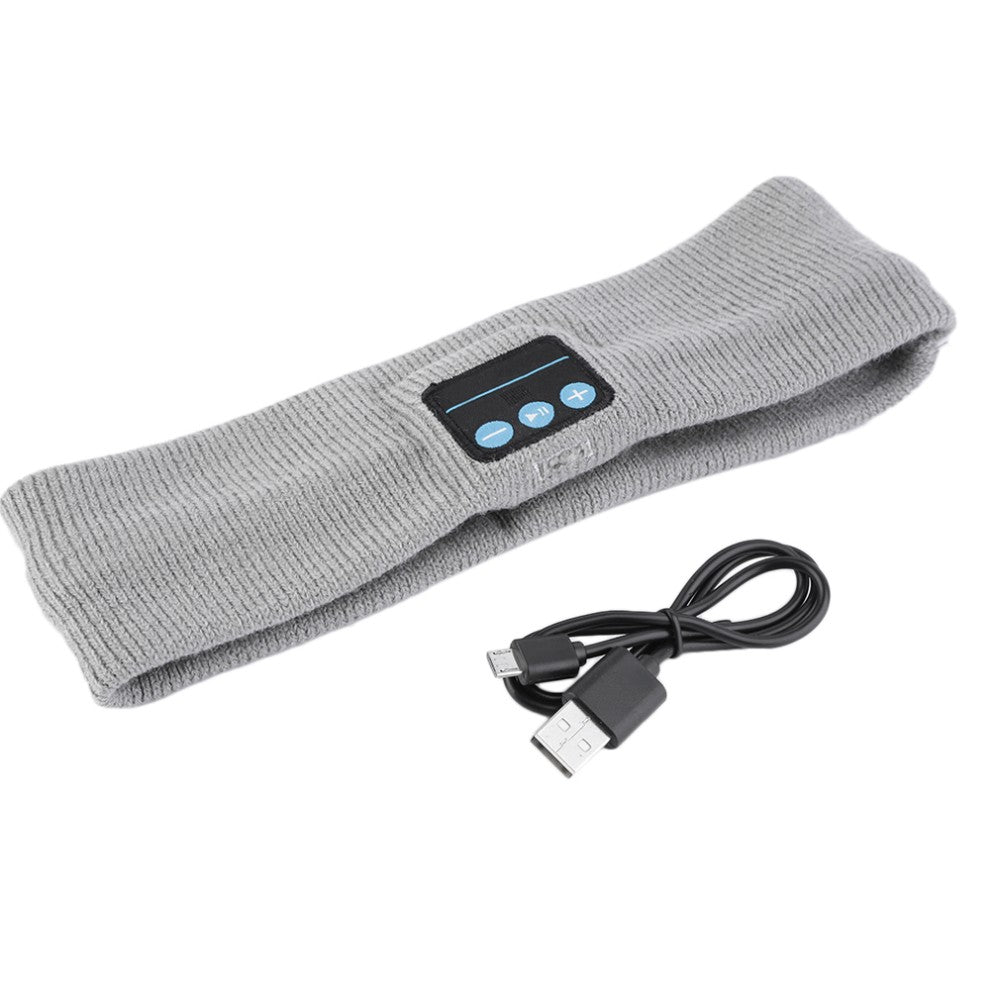 Sports Wireless Bluetooth Stereo Sleep Headset Headphone Knit Fleece Headband with Mic