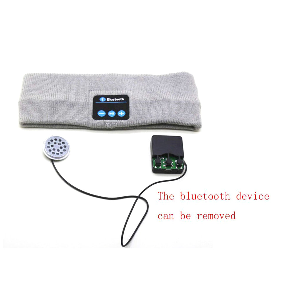 Sports Wireless Bluetooth Stereo Sleep Headset Headphone Knit Fleece Headband with Mic