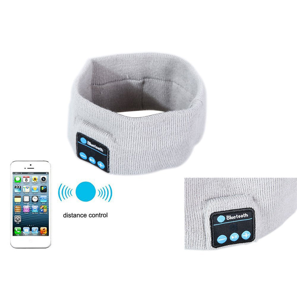 Sports Wireless Bluetooth Stereo Sleep Headset Headphone Knit Fleece Headband with Mic