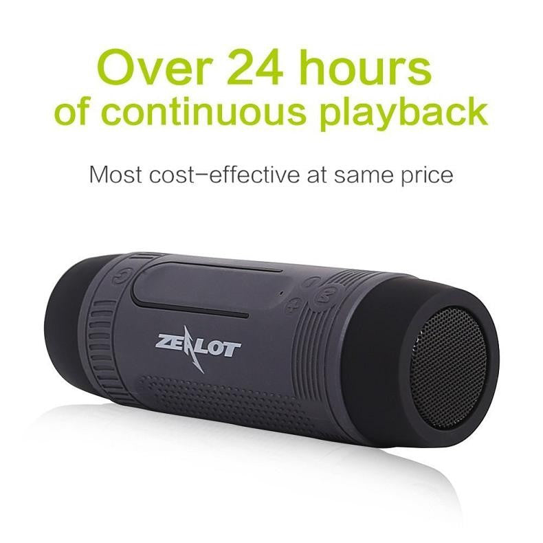 ZEALOT S1 Outdoor Bike Mount Waterproof Wireless Bluetooth Speaker with Flashlight/Power Bank/TF/FM Function