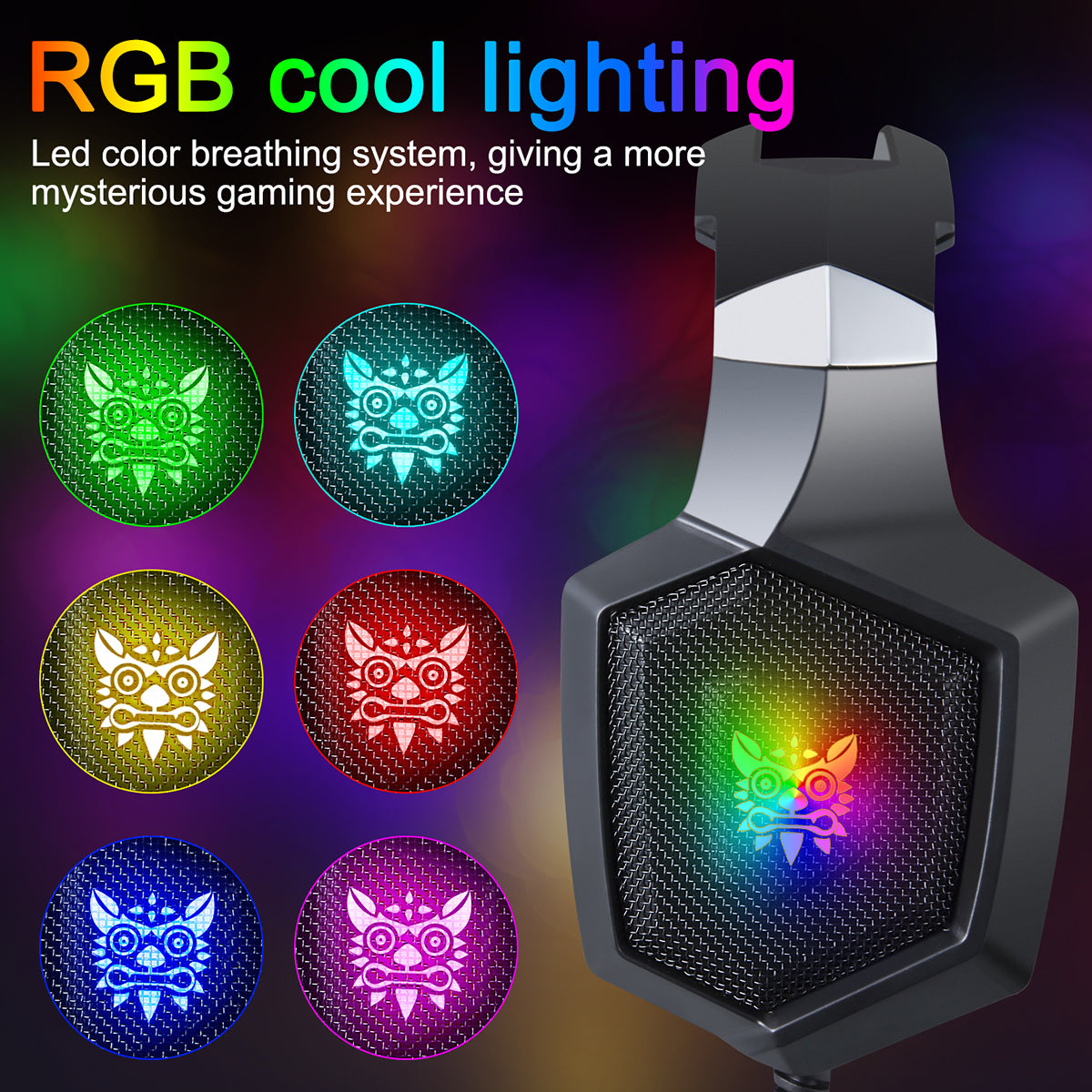 ONIKUMA K8 RGB Light Wired Headphone Gaming Headset with Mic for PS4 Xbox One Computer PC Gamer