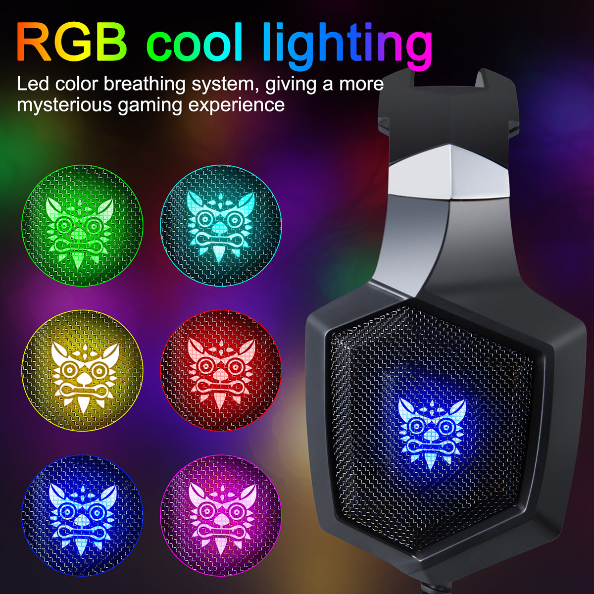 ONIKUMA K8 RGB Light Wired Headphone Gaming Headset with Mic for PS4 Xbox One Computer PC Gamer