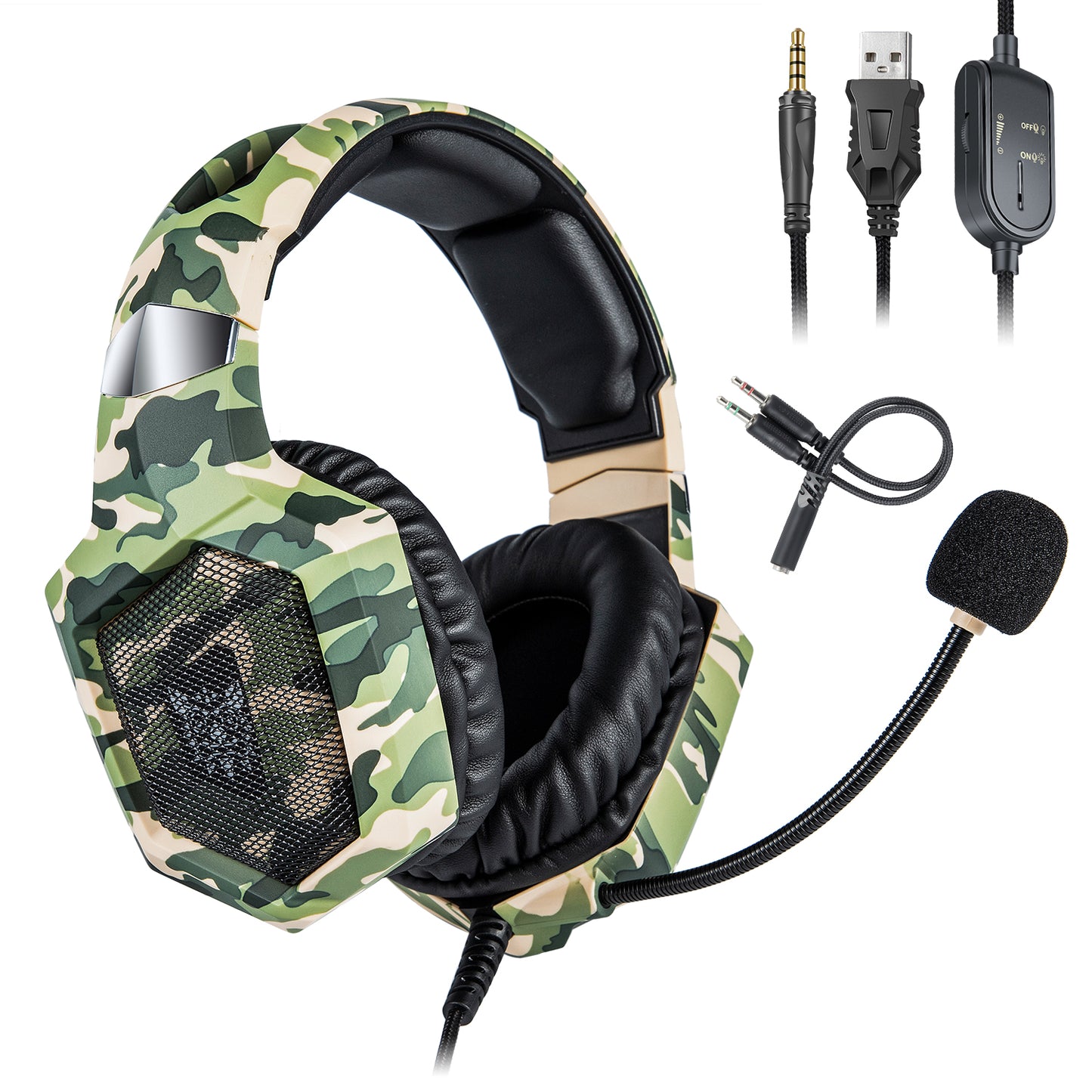 ONIKUMA K8 Camouflage Omnidirectional MIC USB Gaming Headset Wired Headphone