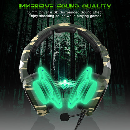 ONIKUMA K8 Camouflage Omnidirectional MIC USB Gaming Headset Wired Headphone