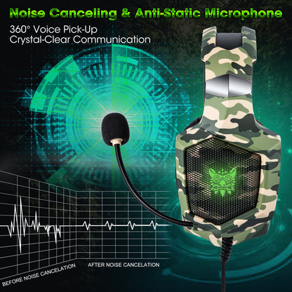 ONIKUMA K8 Camouflage Omnidirectional MIC USB Gaming Headset Wired Headphone