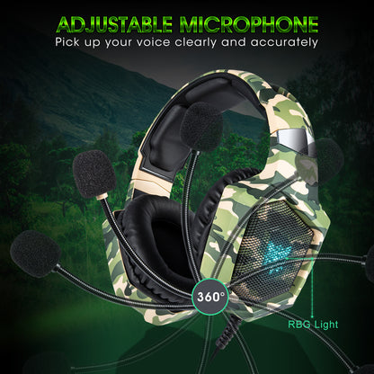 ONIKUMA K8 Camouflage Omnidirectional MIC USB Gaming Headset Wired Headphone