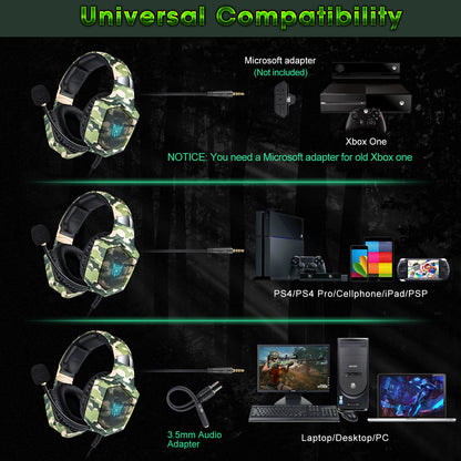 ONIKUMA K8 Camouflage Omnidirectional MIC USB Gaming Headset Wired Headphone