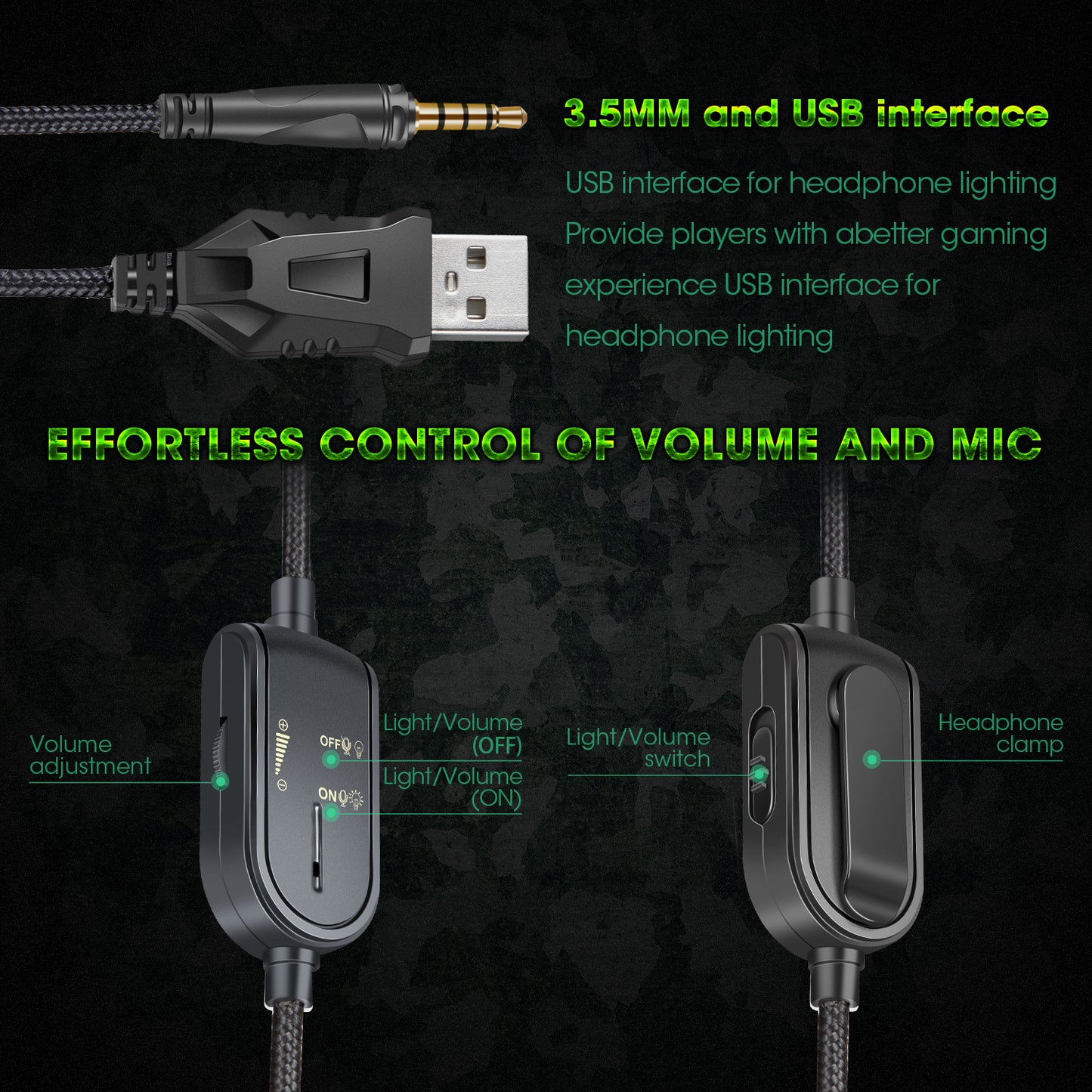 ONIKUMA K8 Camouflage Omnidirectional MIC USB Gaming Headset Wired Headphone