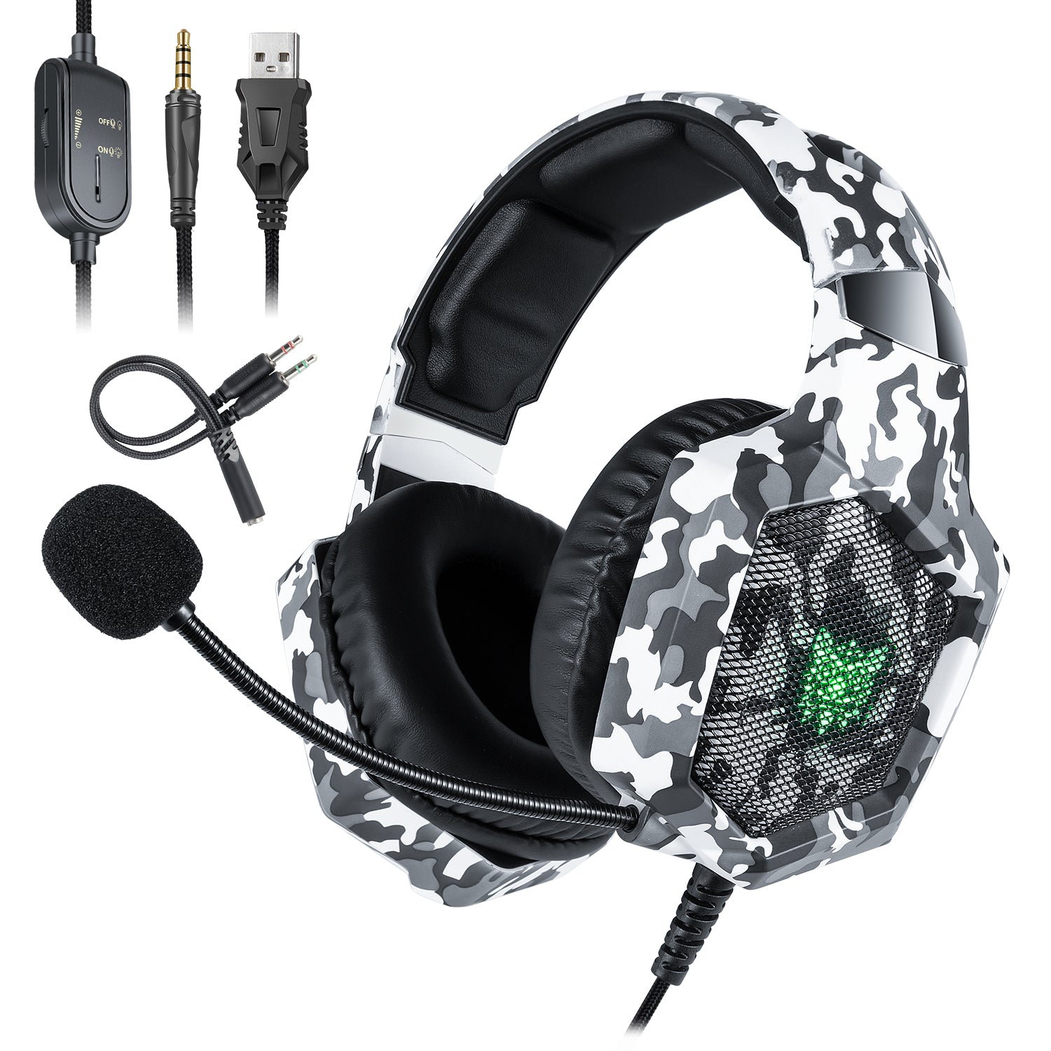 ONIKUMA K8 Camouflage Omnidirectional MIC USB Gaming Headset Wired Headphone