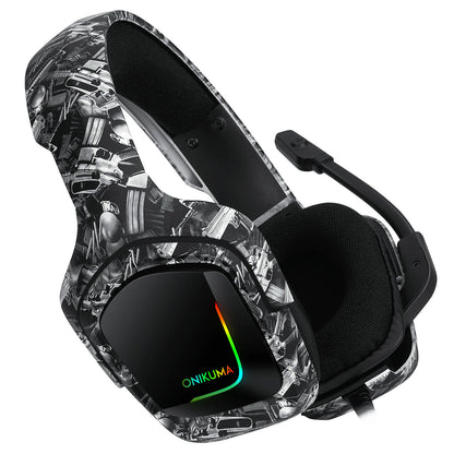 ONIKUMA K20 Camouflage Gaming Headset PS4 Headphones with Microphone/Led Light