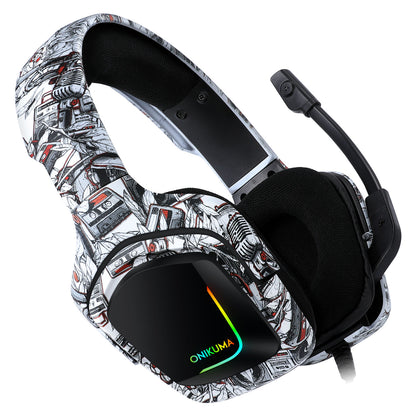 ONIKUMA K20 Camouflage Gaming Headset PS4 Headphones with Microphone/Led Light