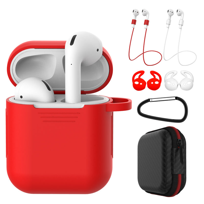 Dust-proof Silicone Cover Buckle Earplug Set for Apple AirPods with Charging Case (2016)