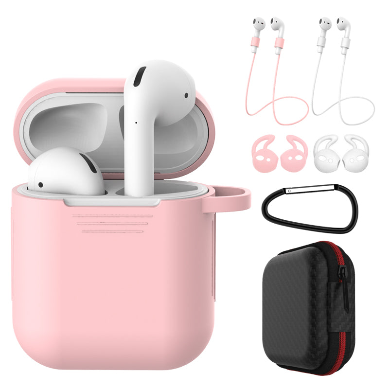 Dust-proof Silicone Cover Buckle Earplug Set for Apple AirPods with Charging Case (2016)