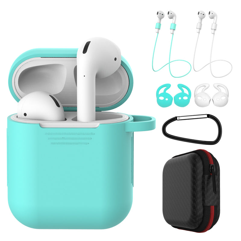 Dust-proof Silicone Cover Buckle Earplug Set for Apple AirPods with Charging Case (2016)