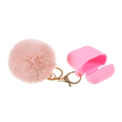 Silicone Case with Hairy Ball Buckle for Apple AirPods with Wireless Charging Case (2019) / AirPods with Charging Case (2019) (2016)