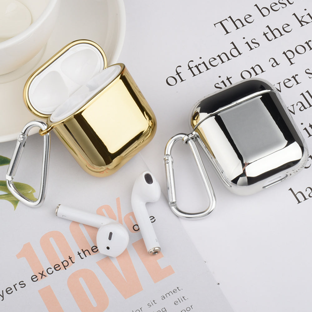 Electroplating Plastic AirPods Case with Carabiner for Apple AirPods with Charging Case (2019)/(2016)