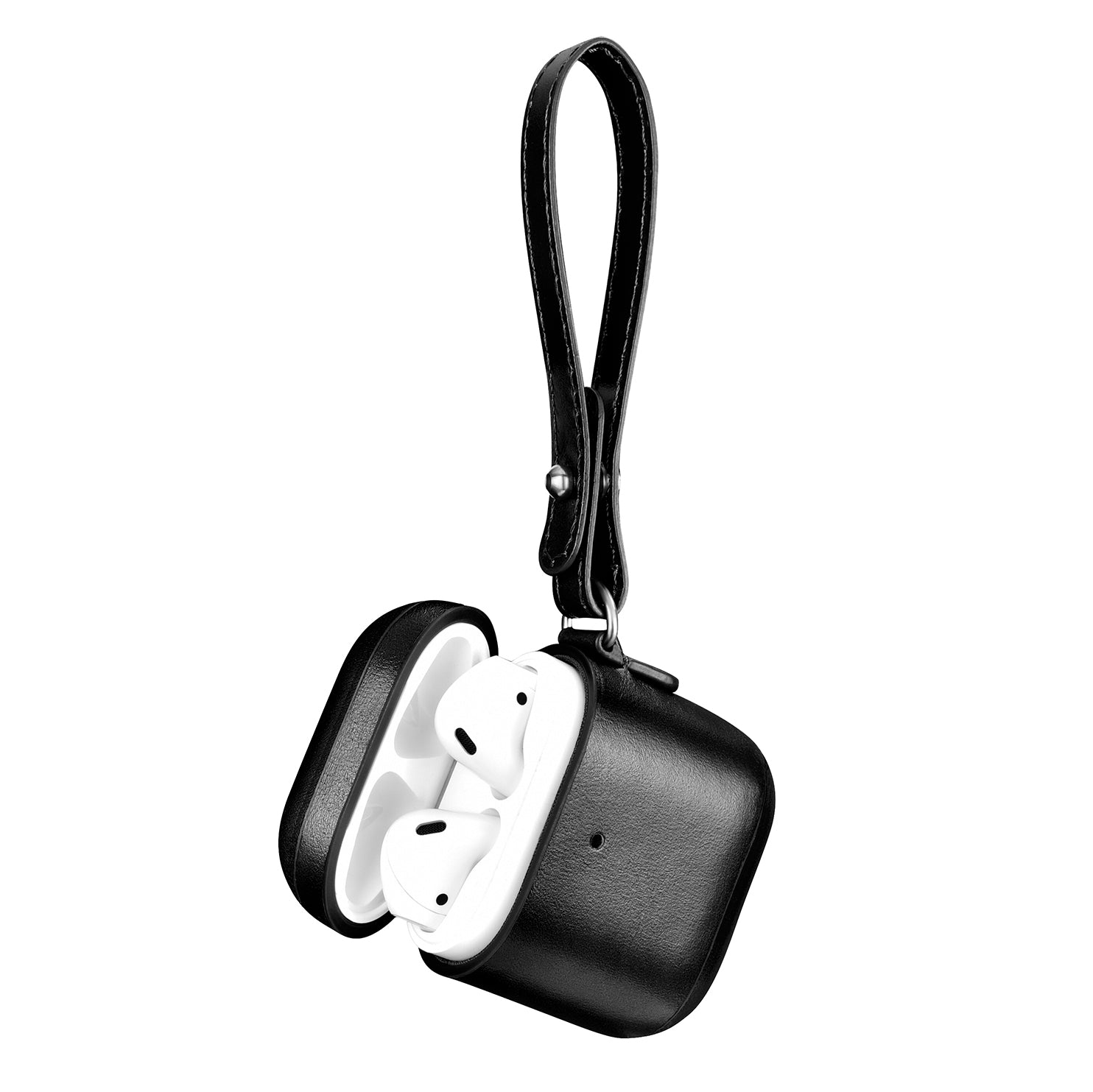 ICARER Cowhide Leather AirPods Case with Strap for Apple AirPods with Wireless Charging Case (2019) / AirPods with Charging Case (2019)/(2016)