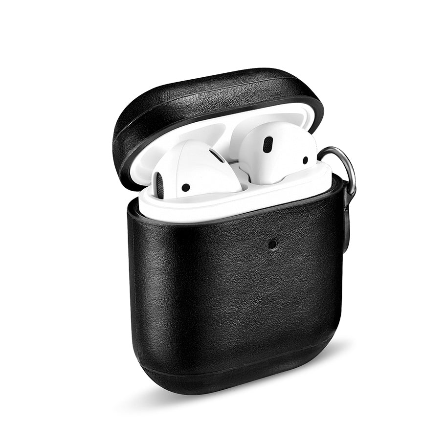 ICARER Cowhide Leather AirPods Case with Strap for Apple AirPods with Wireless Charging Case (2019) / AirPods with Charging Case (2019)/(2016)