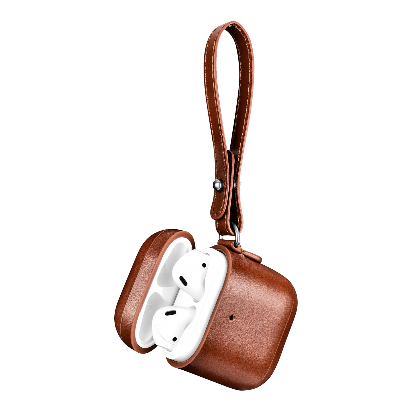 ICARER Cowhide Leather AirPods Case with Strap for Apple AirPods with Wireless Charging Case (2019) / AirPods with Charging Case (2019)/(2016)