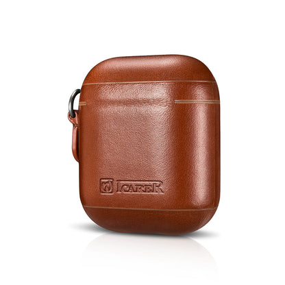 ICARER Cowhide Leather AirPods Case with Strap for Apple AirPods with Wireless Charging Case (2019) / AirPods with Charging Case (2019)/(2016)