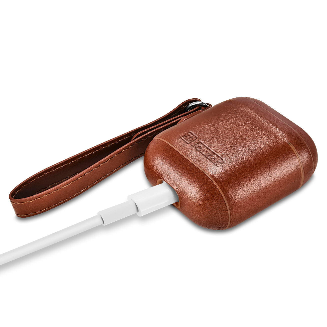 ICARER Cowhide Leather AirPods Case with Strap for Apple AirPods with Wireless Charging Case (2019) / AirPods with Charging Case (2019)/(2016)