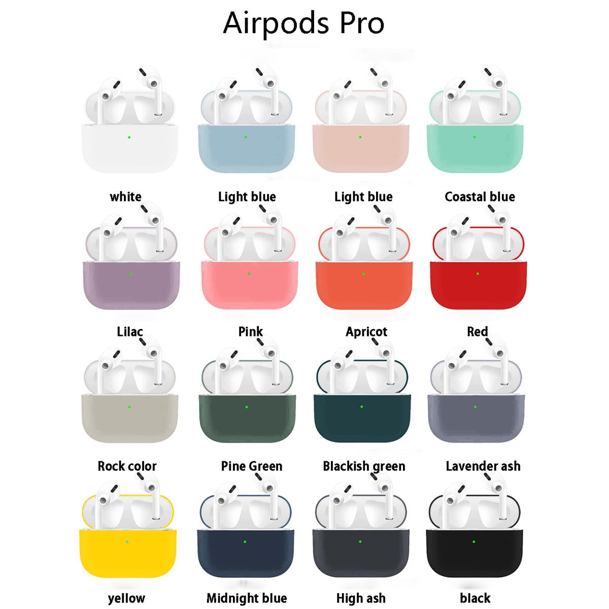 Anti-Drop/Anti-Scratch Solid Color Ultra-slim Liquid Silicone Protective Cover for Apple AirPods Pro