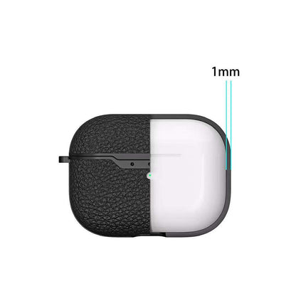 Litchi Skin Leather Coated Case with Hook for Apple AirPods Pro