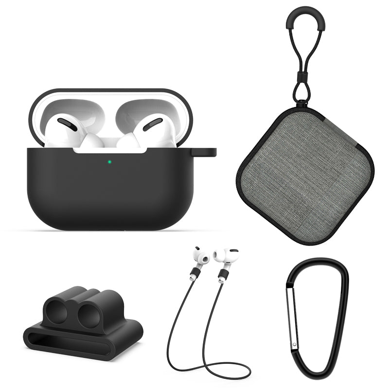 Headphone Lanyard+Portable Hook+Cloth Bag+Fixed Part Silicone Case for Airpods Pro