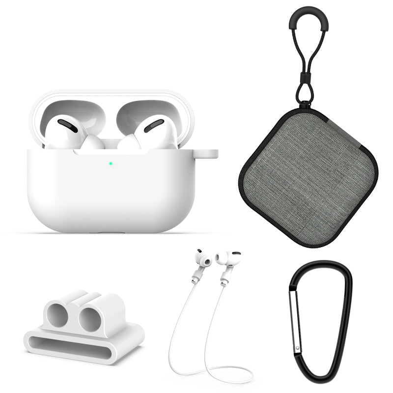 Headphone Lanyard+Portable Hook+Cloth Bag+Fixed Part Silicone Case for Airpods Pro