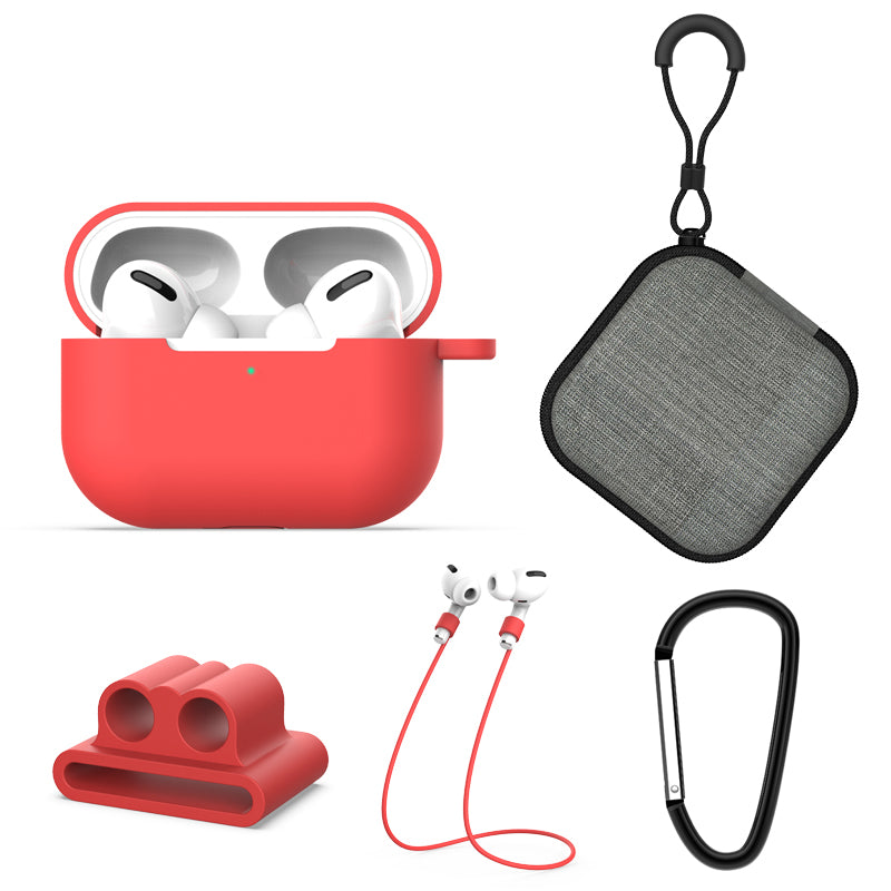 Headphone Lanyard+Portable Hook+Cloth Bag+Fixed Part Silicone Case for Airpods Pro