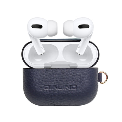 QIALINO For Apple AirPods Pro Shockproof Style Earphone Charging Box Protective Cover Cowhide Leather Case