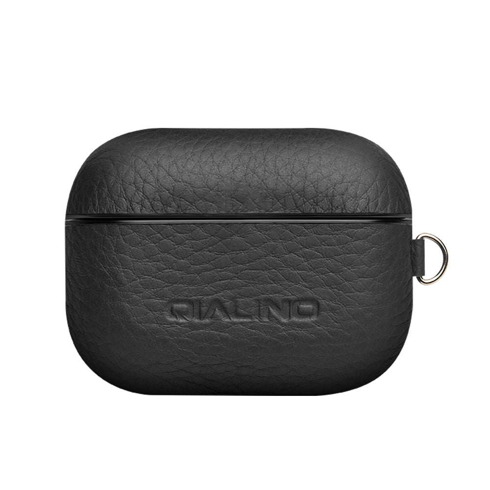 QIALINO For Apple AirPods Pro Shockproof Style Earphone Charging Box Protective Cover Cowhide Leather Case